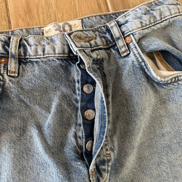 Free People New Dawn Flare Jeans Women's 30 Blue Denim Distressed High Rise Boho - Picture 4 of 11